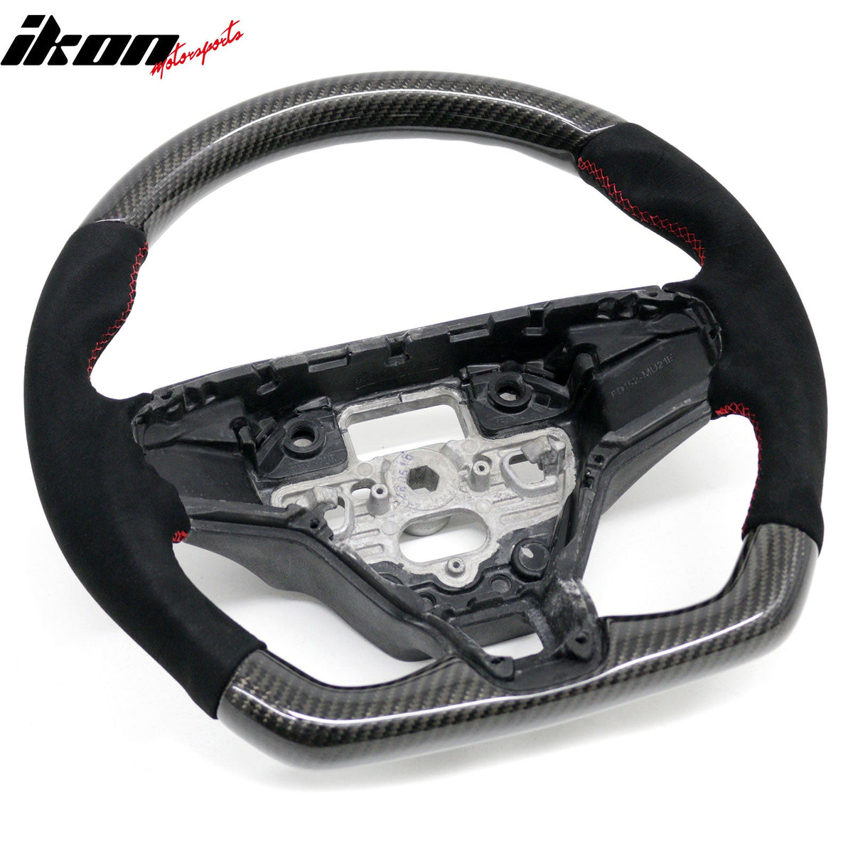 2021-2026 Ford Mustang Mach-E Interior Quick Release Steering Wheel Replacement W/Red Stitching Carbon Fiber/Synthetic Suede