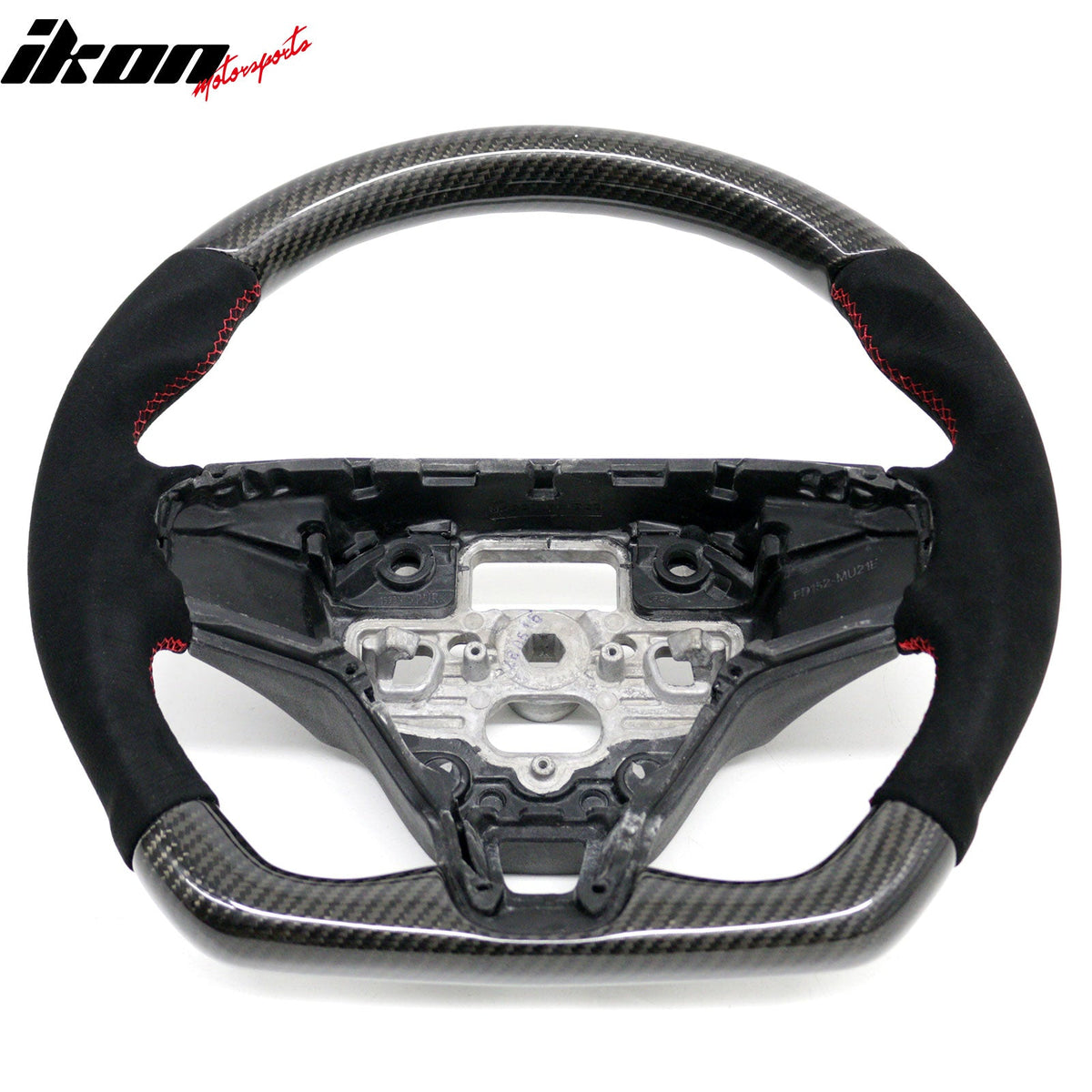 2021-2026 Ford Mustang Mach-E Interior Quick Release Steering Wheel Replacement W/Red Stitching Carbon Fiber/Synthetic Suede