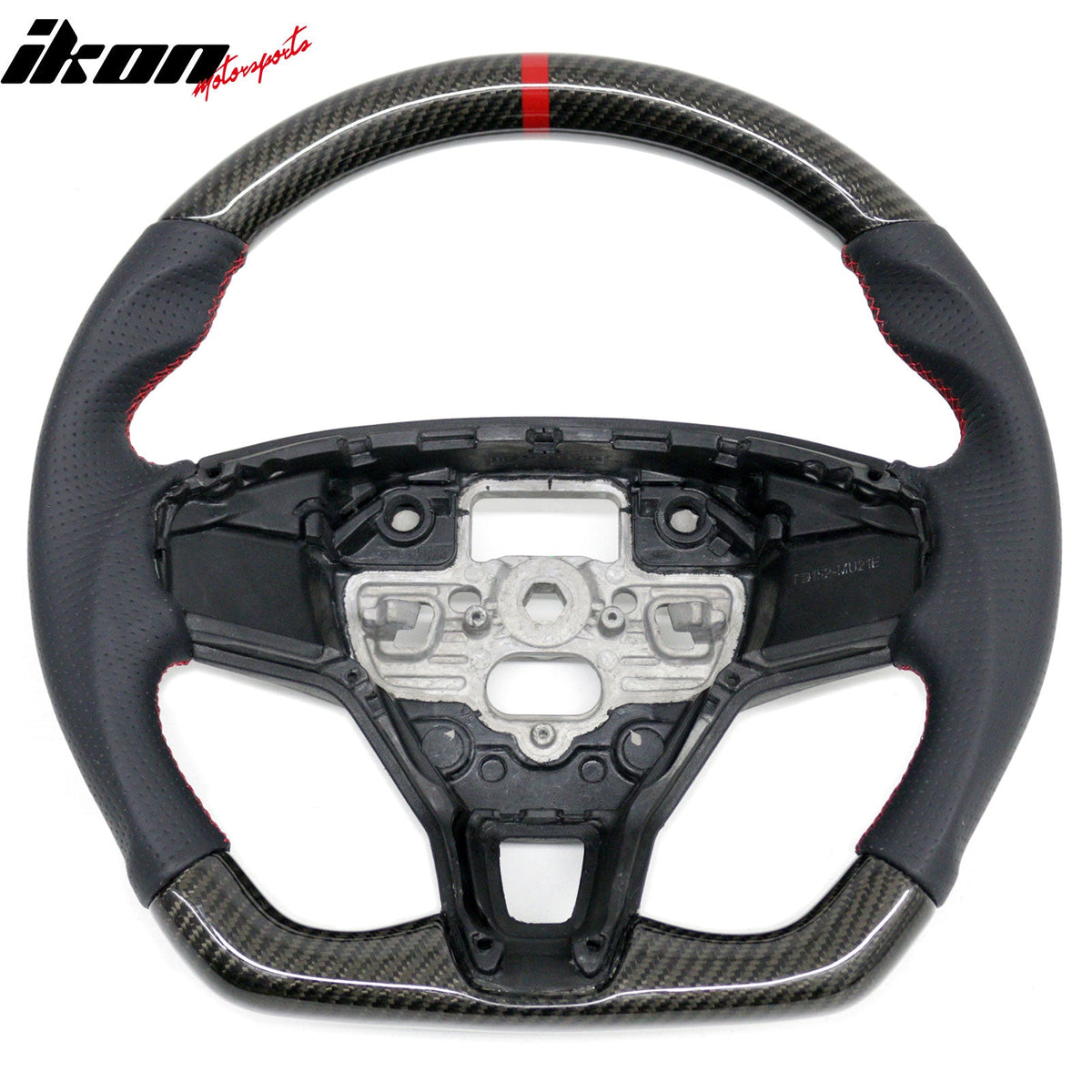 2021-2026 Ford Mustang Mach-E Interior Quick Release Steering Wheel Replacement W/Red Stitching & Indicator Carbon Fiber/Perforated Leather