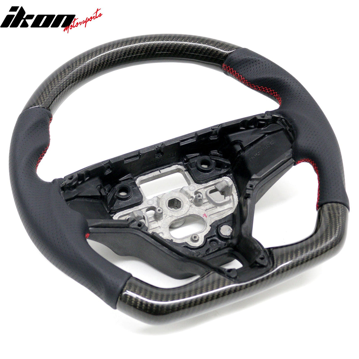 2021-2026 Ford Mustang Mach-E Interior Quick Release Steering Wheel Replacement W/Red Stitching Carbon Fiber/Perforated Leather