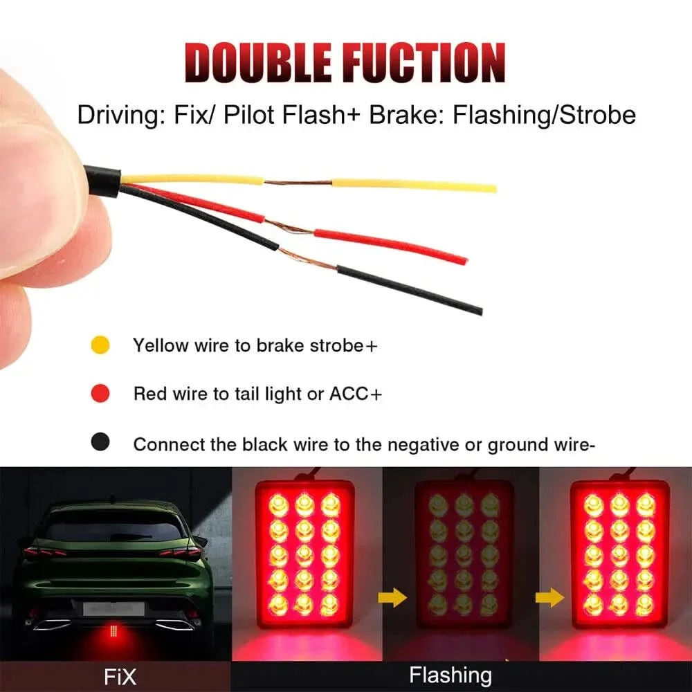 F1-Style LED Rear Brake Light – 12V Strobe & Running Light Warning Lamp (Universal Fit)
