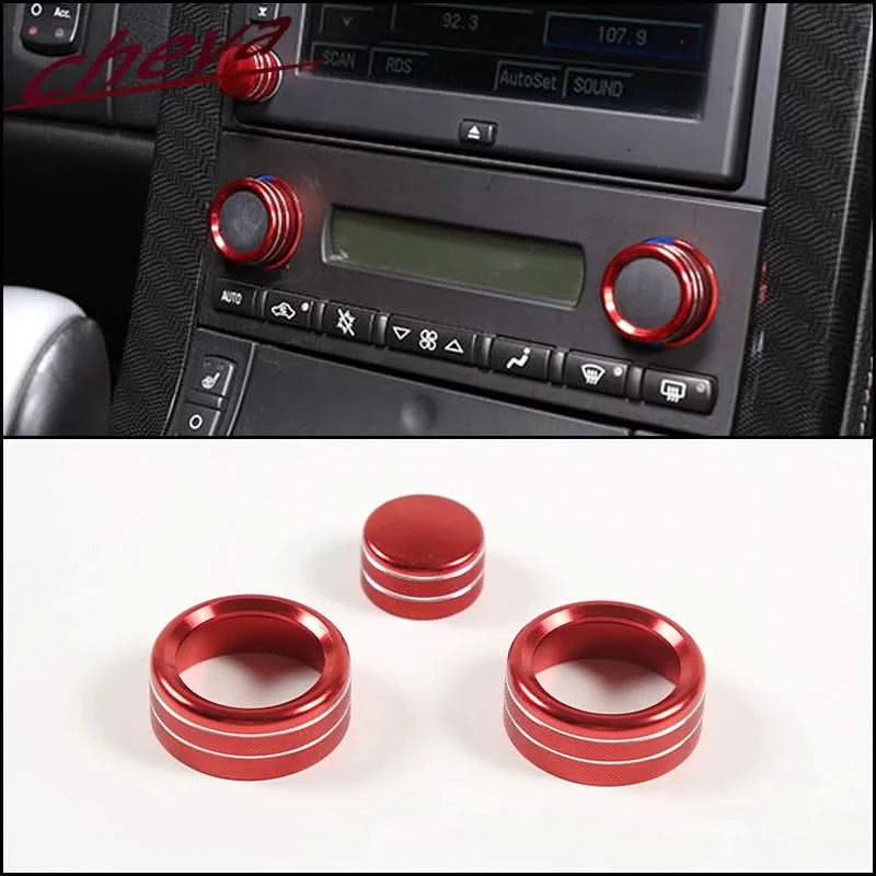 Corvette C6 Aluminum Climate Control Knob Rings – Interior Trim Upgrade (2007–2013, 3-Piece Set)