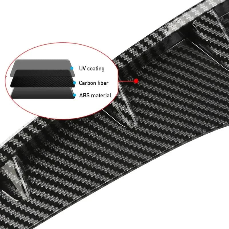 Universal Car Shark Vent Side Grille Air Flow Fender Decoration – Gloss Black / Carbon Texture ABS Trim-2PCS