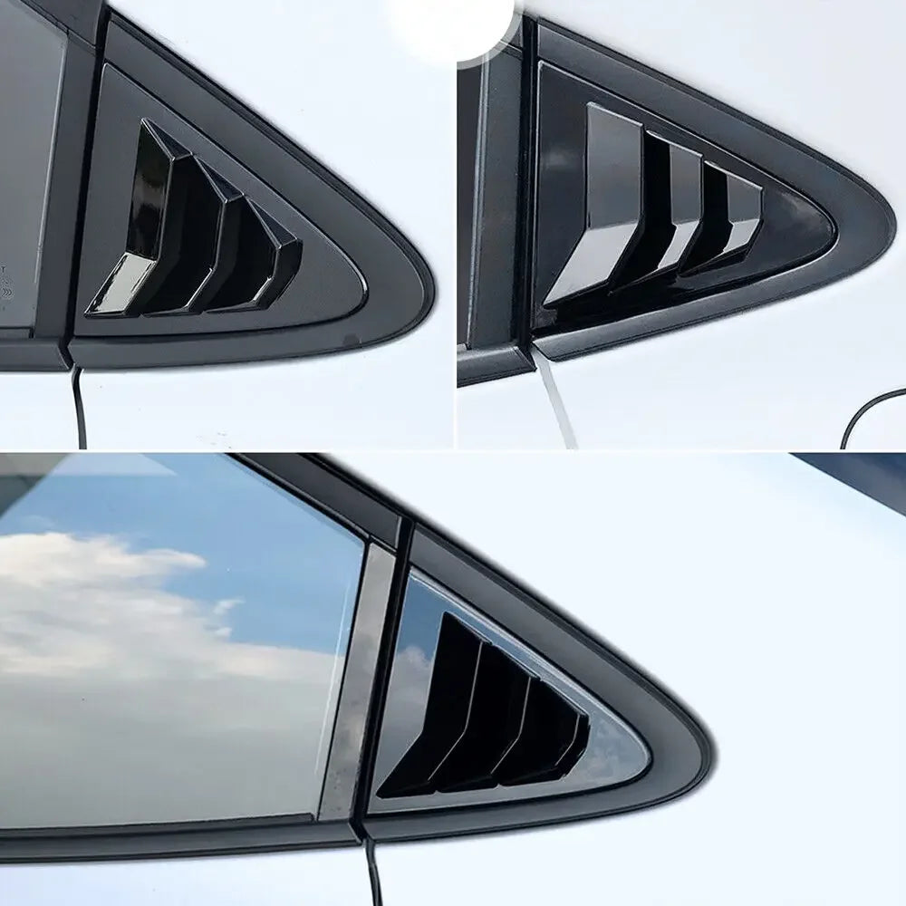 Rear Side Window Louver Cover Set for Toyota Corolla Sedan 2019–2023 – Gloss Black / Carbon Look Vent Trim