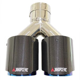 Universal Dual Exit Carbon Fiber Exhaust Tip – Blue Stainless Steel Y-Pipe Performance Muffler (Single Piece)