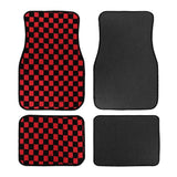 Universal Racing Checkered Plush Floor Mats – All-Weather Non-Slip Interior Carpet Set (4-Piece)