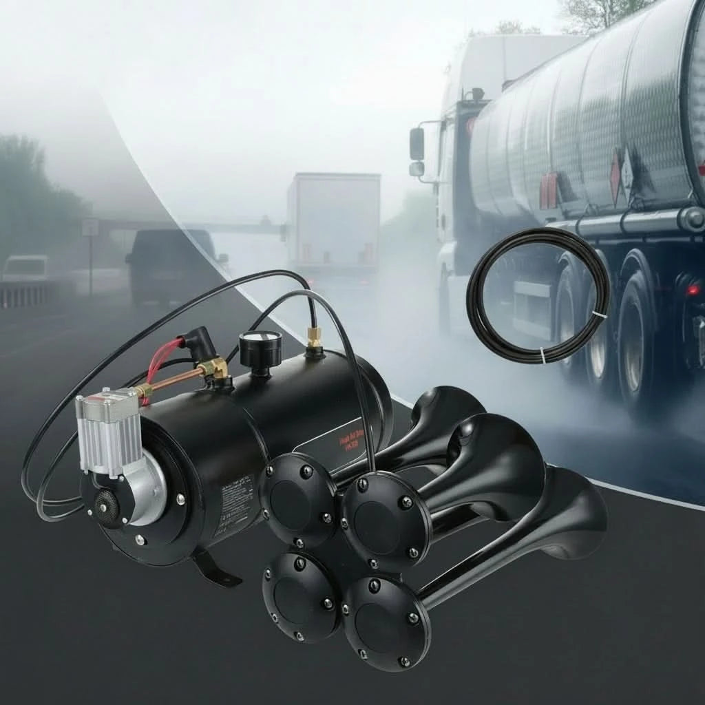 Trumpet Train Horn Kit with 12V 120 PSI Air Compressor – Universal for Trucks, Pickups & SUVs