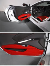 Corvette C8 Interior Door Anti-Kick Panel Covers (2020–2023) – Carbon Fiber/Red