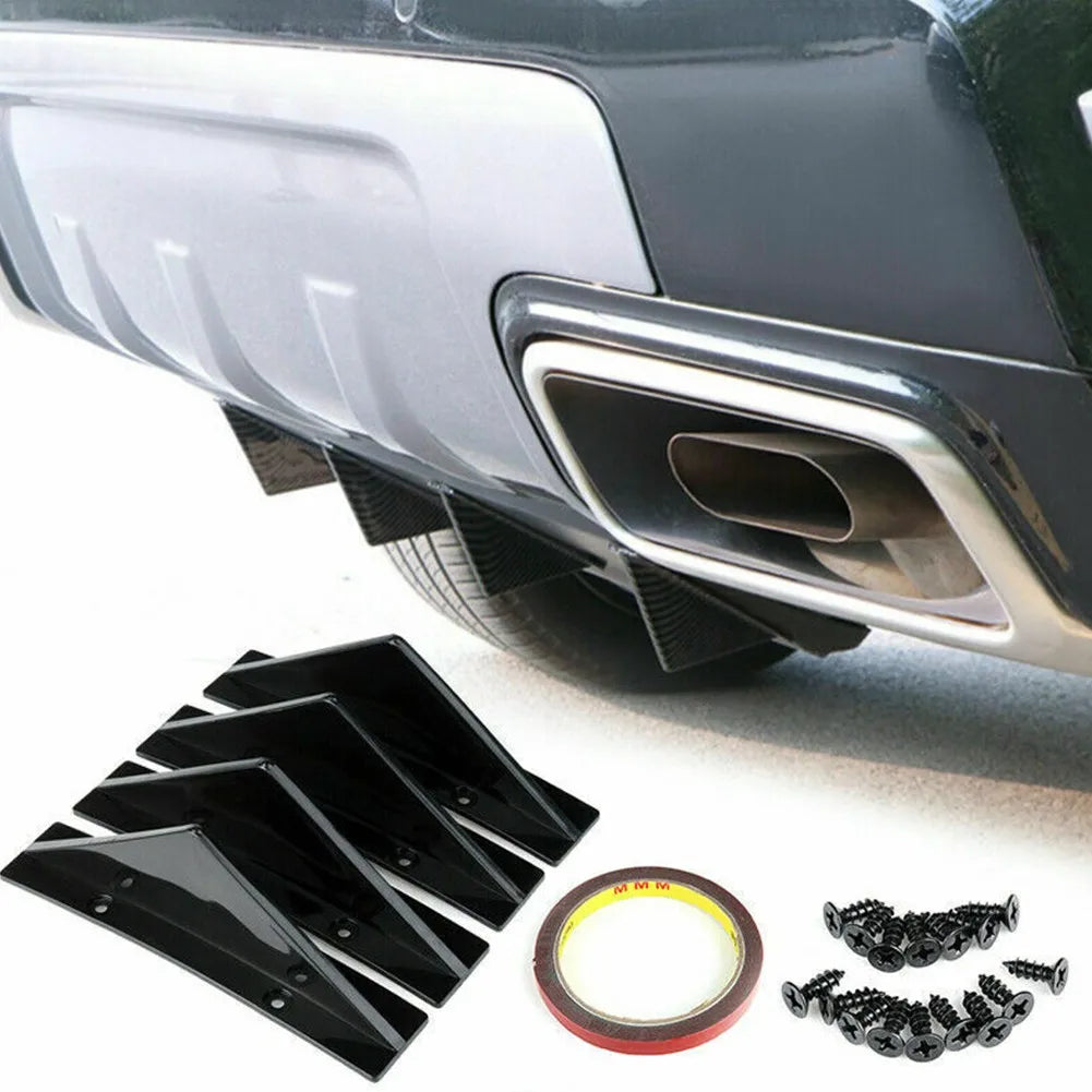 Universal Rear Bumper Diffuser Fins (4PCS) – Splitter Lip Spoiler Protector Caps for Chrysler 300 & More