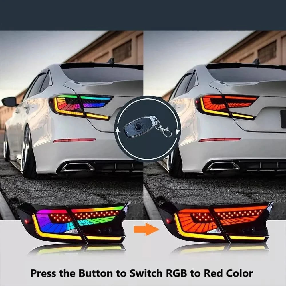 Honda Accord RGB LED Tail Lights – Smoked Lens with Startup Animation (2018–2022 Sedan)