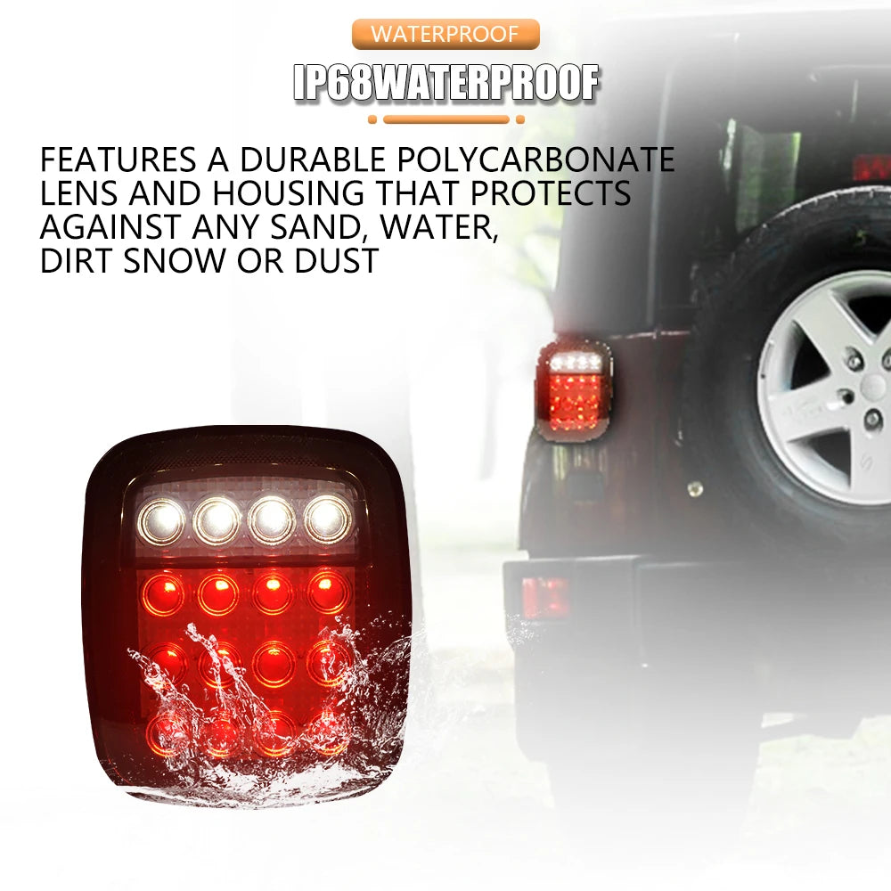 LED Tail Lights for Jeep Wrangler CJ / YJ / TJ – Smoked or Red Lens (2-Piece Set)