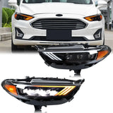 LED Projector Headlights for Ford Fusion / Mondeo 2017–2024 – Triple Beam with Start-Up Animation & Sequential Turn Signals