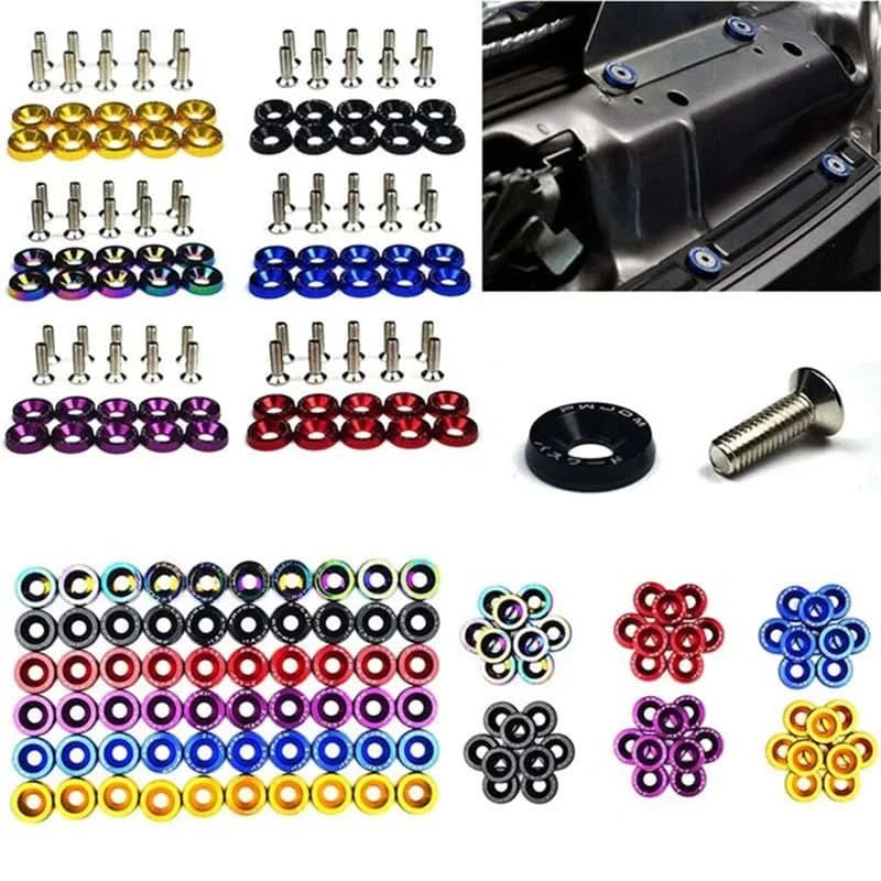 M6x20 Aluminum Bolt & Fender Washer Kit – Universal Engine Bay Fastener Set (10-Piece)