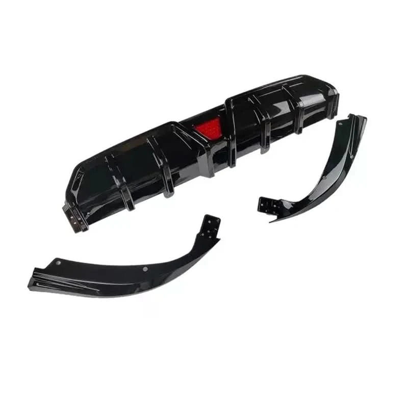 Honda Civic Rear Bumper Diffuser & Splitter Kit with LED Accent – Gloss Black (2016–2022 Sedan)