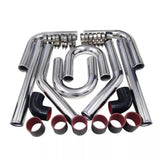 Universal 2.5" Aluminium Turbo Intercooler Piping Kit with Silicone Couplers, U-Pipe & Stainless Steel T-Bolt Clamps