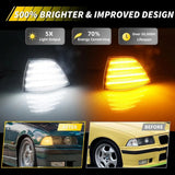 BMW E36 Coupe LED Front Corner Turn Signal Lights – Sequential Amber / White DRL (1992–1999, Pair)