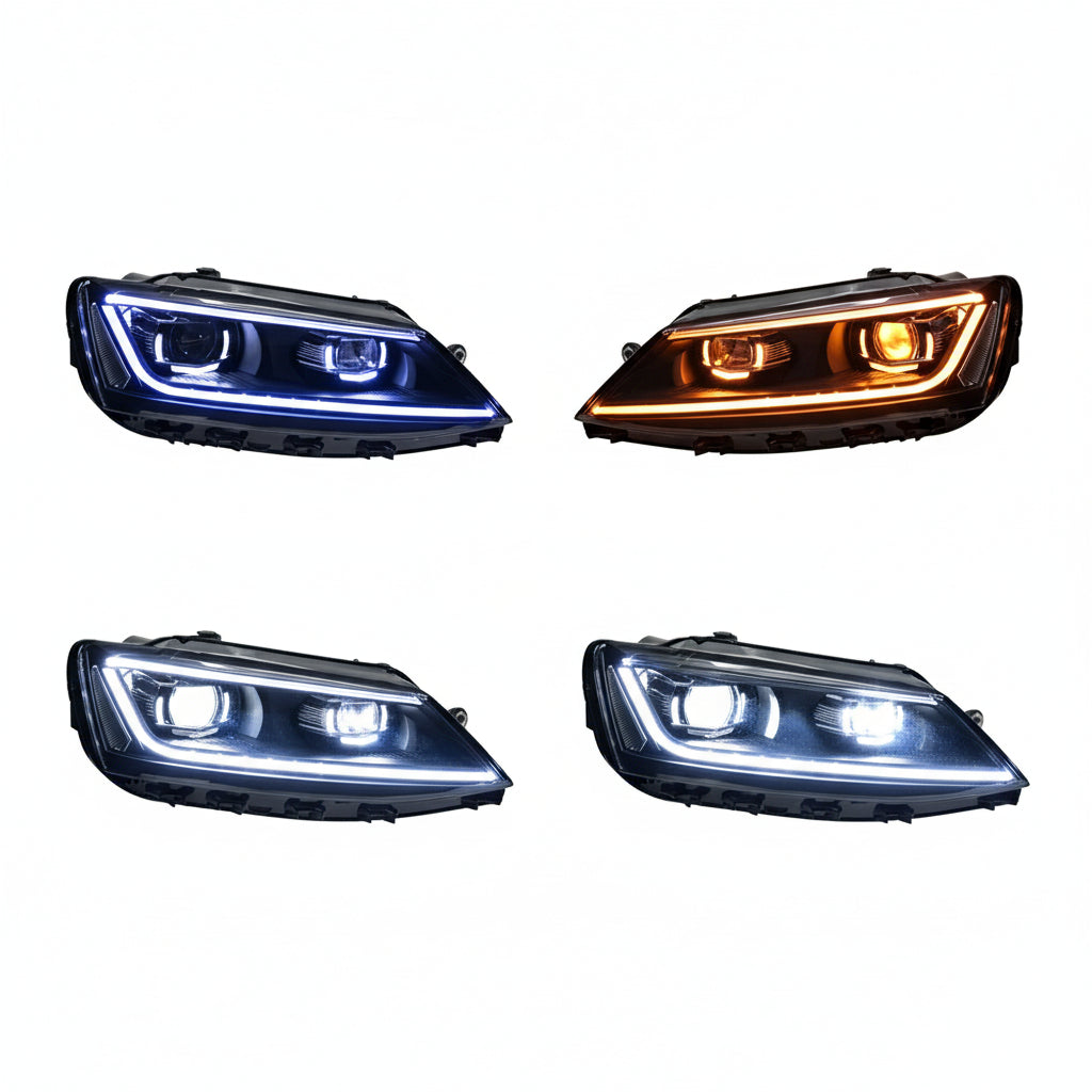 LED Headlights for Volkswagen Jetta MK6 (2011–2018) – Projector Lens & DRL Head Lamp Upgrade
