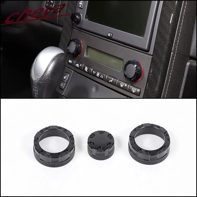 Corvette C6 Aluminum Climate Control Knob Rings – Interior Trim Upgrade (2007–2013, 3-Piece Set)