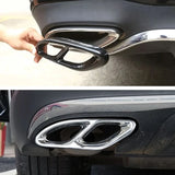 Mercedes-Benz C-Class W205, E-Class W212/W213 & GLC X253 Gloss Black Exhaust Tip Covers – Stainless Steel Trim Set (2014–2017)