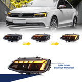 LED Projector Headlights for VW Jetta MK6 2011–2018 – Sequential Turn Signals & Start-Up Animation (Halogen Models Only)