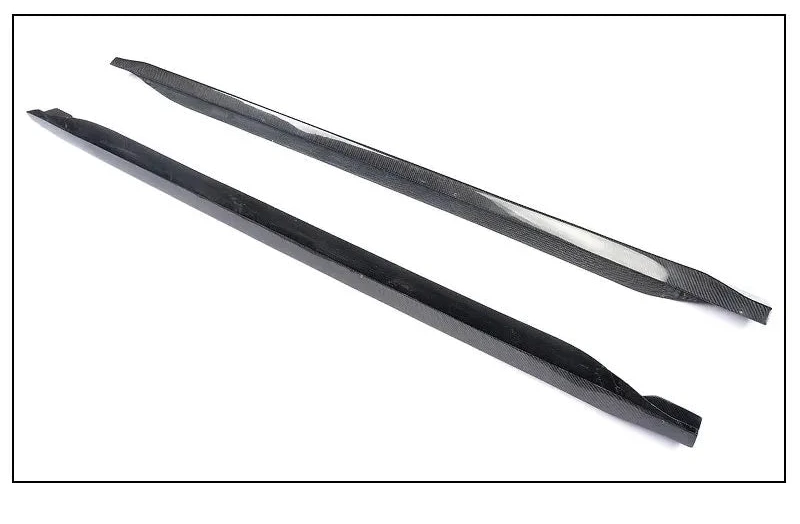 Ford Mustang Carbon Fiber Side Skirt Extensions – Gloss 2×2 Weave (2015–2017 Coupe & Convertible)