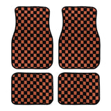 Universal Racing Checkered Plush Floor Mats – All-Weather Non-Slip Interior Carpet Set (4-Piece)