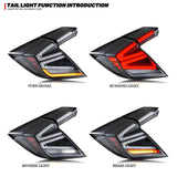 Honda Civic Hatchback LED Tail Lights – Clear Lens Sequential Turn Signal (2016–2021 FK6 FK7 FK8 FK9)