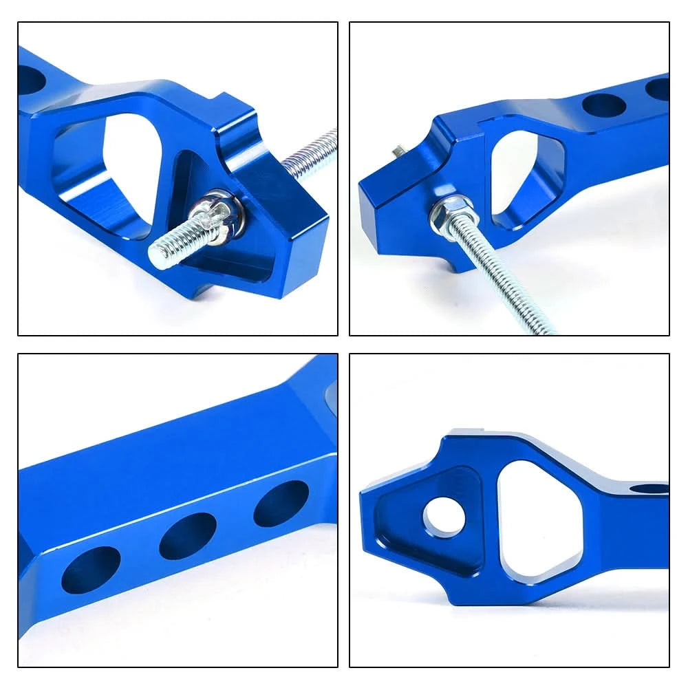 Billet Aluminum Battery Tie Down Bracket – 140mm / 190mm Performance Battery Hold-Down Mount (Red / Black / Blue)