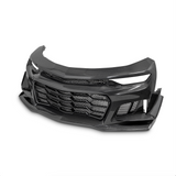 2019-2025 Chevy Camaro SS RS LT Black Panther ZL1 1LE 1PC Full Gloss Carbon Fiber Track Package Front Bumper Conversion for RS Headlights