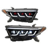 LED Headlight Assembly with Sequential Turn Signals & DRL – Toyota Highlander (2011–2014)