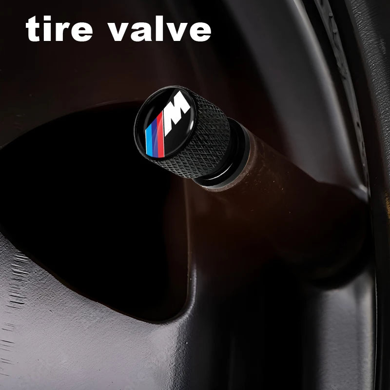 BMW Anodized Aluminum Tire Valve Stem Caps 4-Piece Set with Rubber O-Ring Seals (Universal Fit / E34 / E36 / E39 / E46 / E60 / E70 / E90 / F10 / F20 / F30 / X1 / X5 / X6 / M3 / M5 / M6)