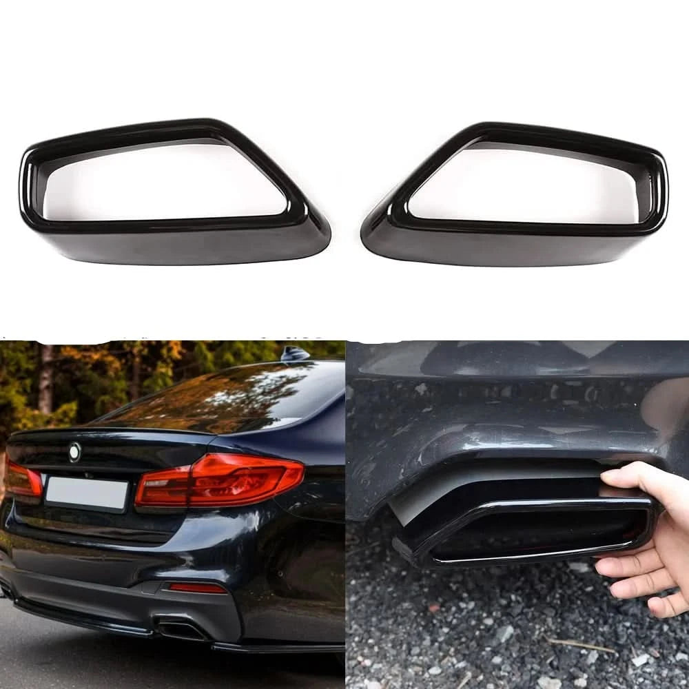 Black Stainless Steel Exhaust Tip Covers – For BMW 5 Series G30/G31 (2018–2021) Rear Muffler Trim Set – 2PCS