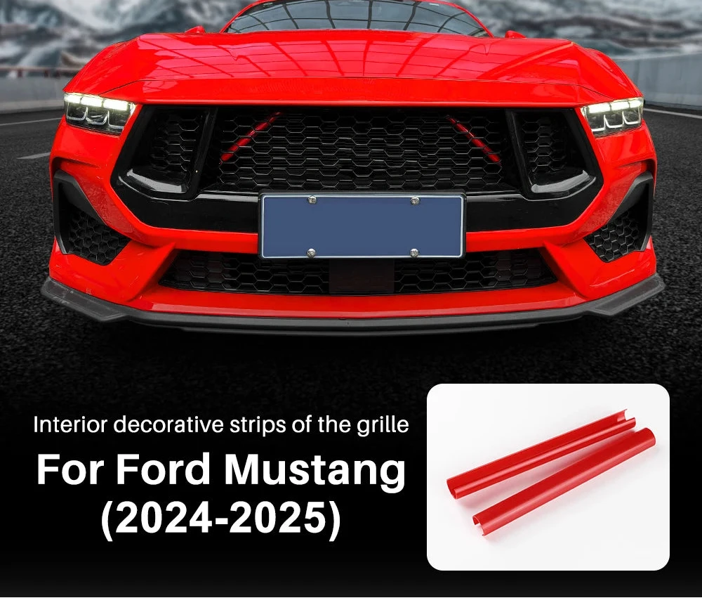 Ford Mustang Front Grille Trim Strips – Sport Styling Accent Pair (2024–2025)