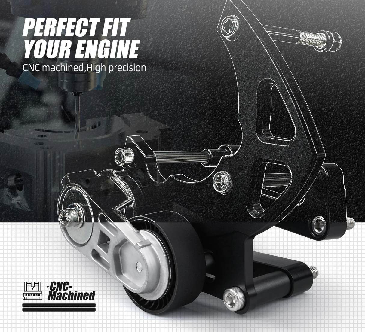 LS R4 A/C High-Mount Compressor Bracket Kit with Tensioner – Truck Accessory Drive