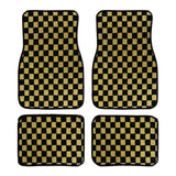 Universal Racing Checkered Plush Floor Mats – All-Weather Non-Slip Interior Carpet Set (4-Piece)