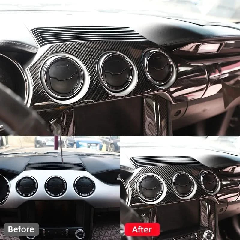 Carbon Fiber Interior Dashboard & Console Trim Kit for Ford Mustang GT 2015–2021 – Full Interior Panel Cover Sticker Set