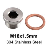 M18x1.5 Stainless Steel Oxygen Sensor Bung Plug with Copper Gasket