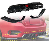 Honda Civic Rear Bumper Diffuser & Splitter Kit with LED Accent – Gloss Black (2016–2022 Sedan)