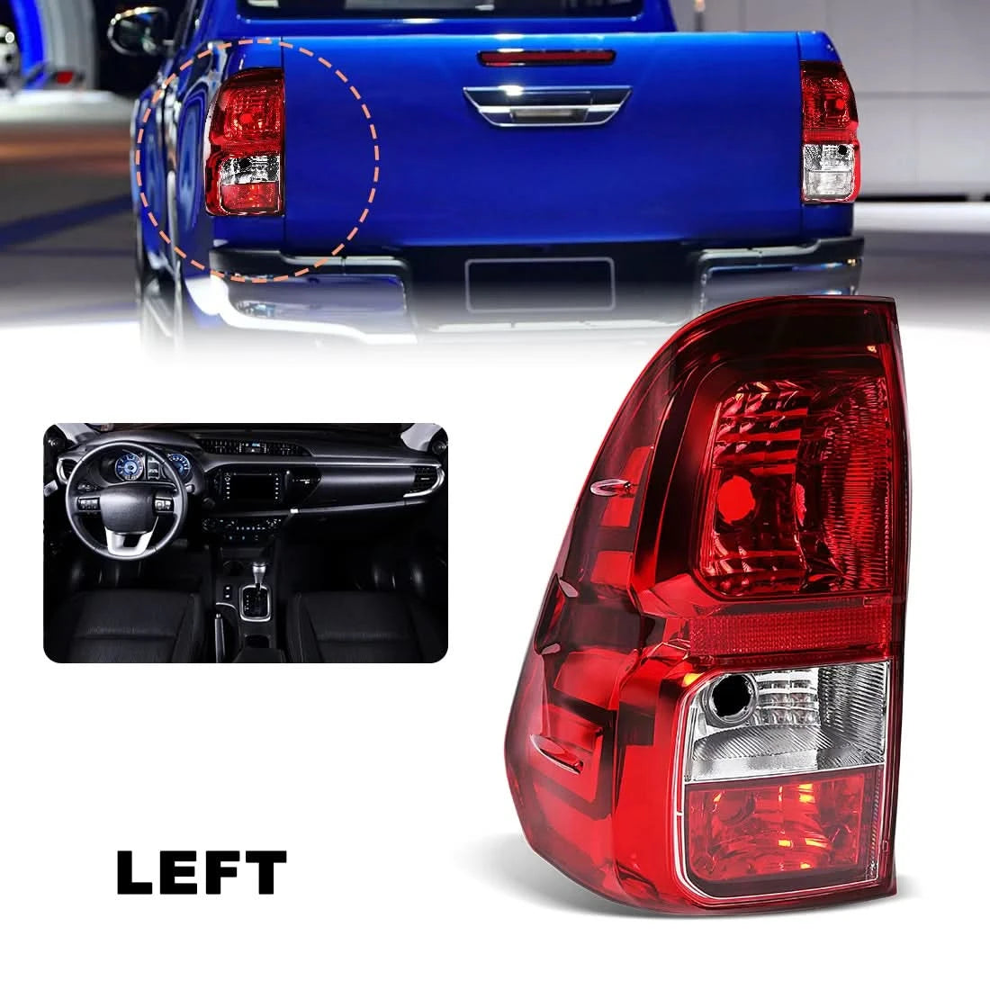 Toyota Hilux Revo 2016–2018 Rear Tail Light Assembly (Left or Right) – Harness Included, Uses OEM Bulbs