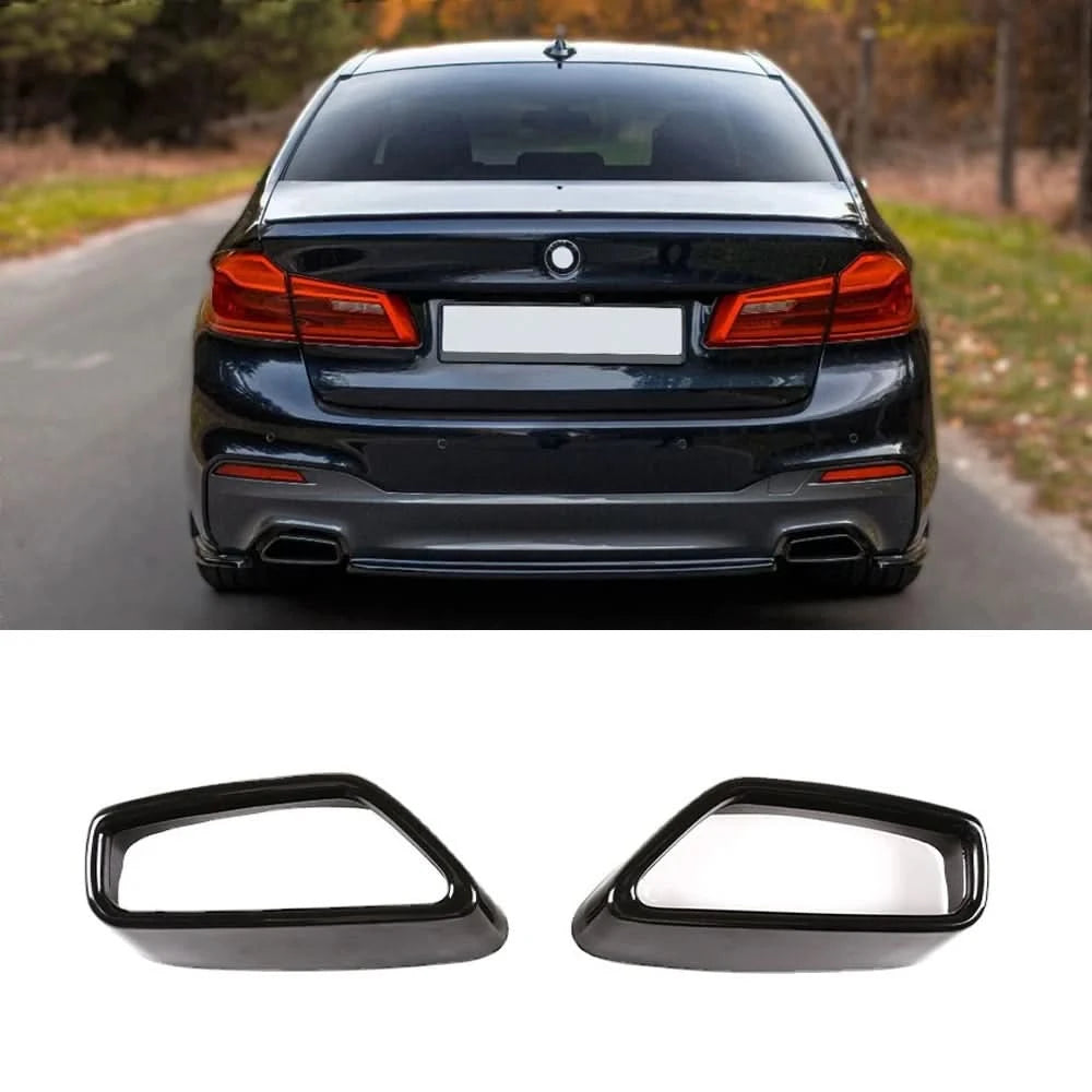Black Stainless Steel Exhaust Tip Covers – For BMW 5 Series G30/G31 (2018–2021) Rear Muffler Trim Set – 2PCS