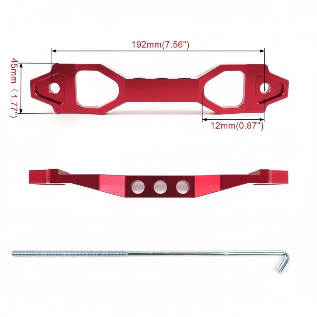Billet Aluminum Battery Tie Down Bracket – 140mm / 190mm Performance Battery Hold-Down Mount (Red / Black / Blue)