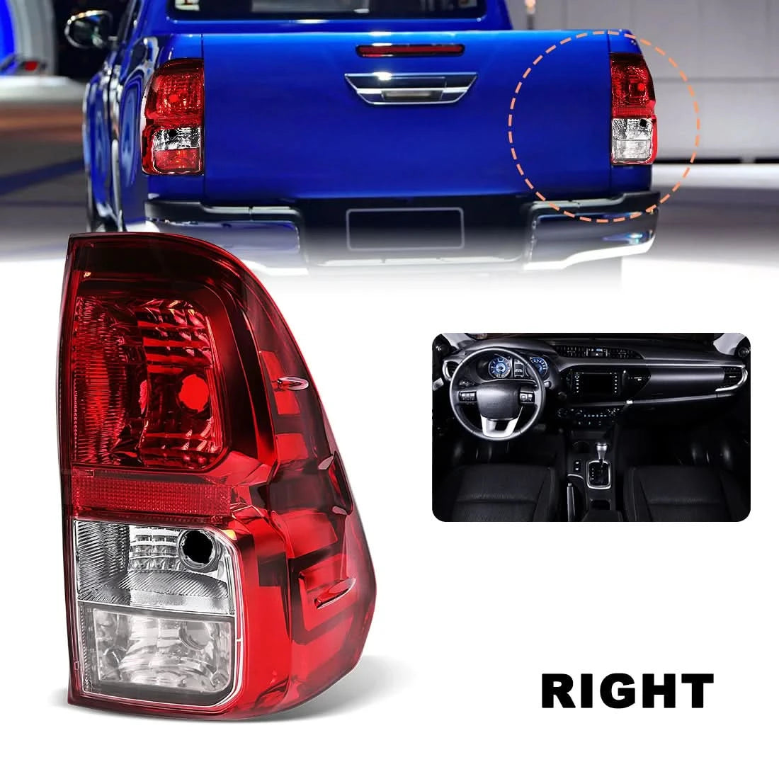 Toyota Hilux Revo 2016–2018 Rear Tail Light Assembly (Left or Right) – Harness Included, Uses OEM Bulbs