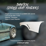 BMW E36 Single Vent Front Fenders +2.5cm Wide Body Fiberglass Drift Style Coupe Sedan Touring Compact