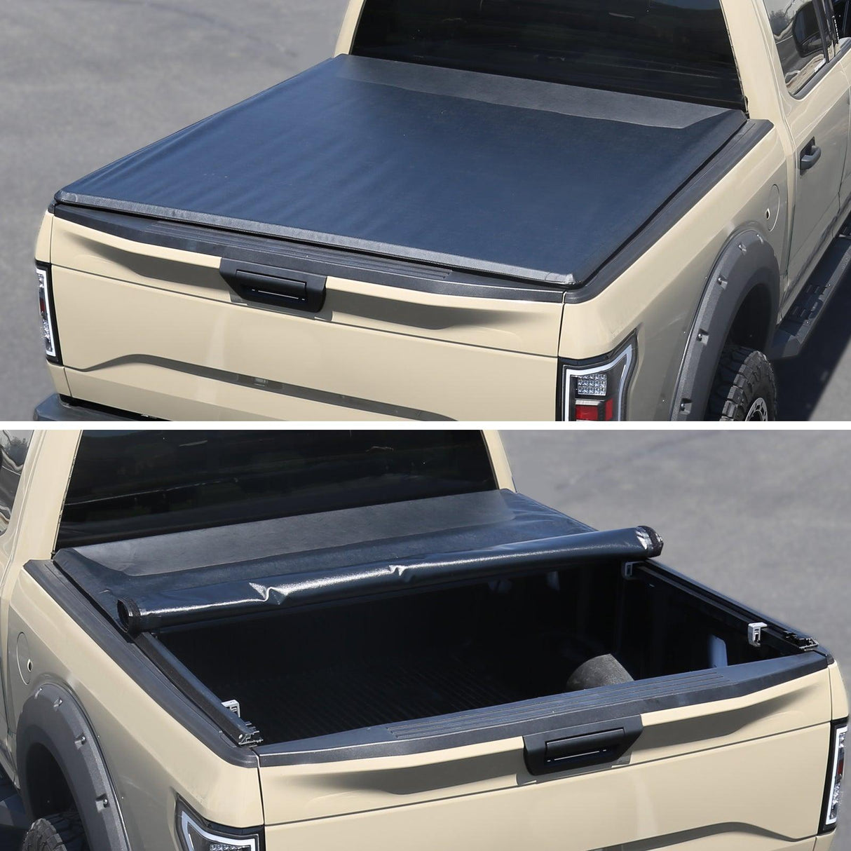 Spec-D Tonneau Cover Ford F150 (1997-2019) Roll Up Vinyl w/ Light