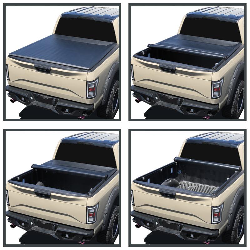 Spec-D Tonneau Cover Ford F150 (1997-2019) Roll Up Vinyl w/ Light