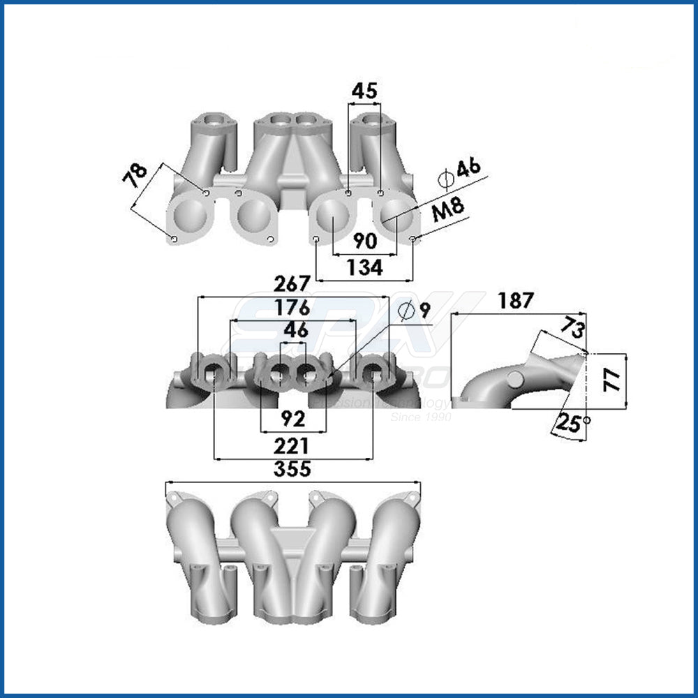 VW MKI MKII GTI 1.8L 2.0L 8v SOHC dual downdraft intake manifold - Black - PRE SALE