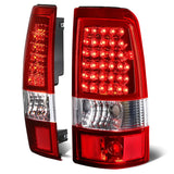 03-07 Chevy Silverado GMC Sierra LED Tail Lights Chrome Red