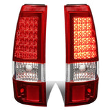 03-07 Chevy Silverado GMC Sierra LED Tail Lights Chrome Red