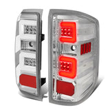 14-19 Chevy Silverado & GMC Sierra C-Bar LED Tail Lights Chrome/Clear