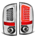 02-06 Dodge Ram C-Bar U-Halo LED Tail Lights Chrome Clear